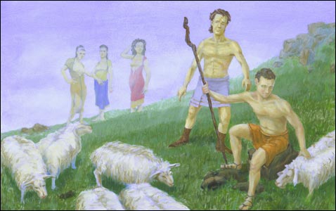 The shepherd Paris and the three goddesses